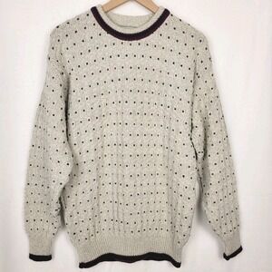 Vintage 80s Christopher Hayes Chunky Sweater Mens S Beige USA Eclectic Grandpa